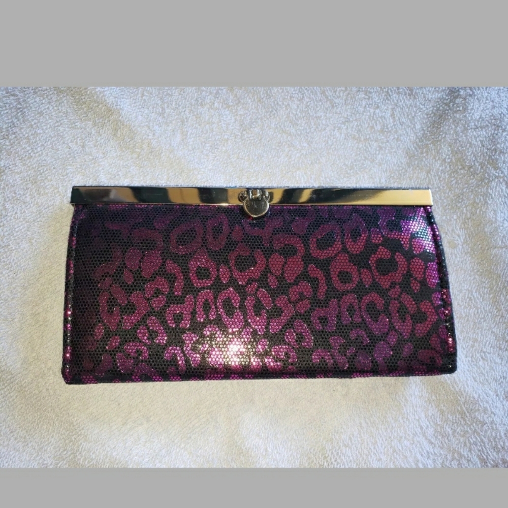 Black and Purple Animal Print Shimmery Clutch